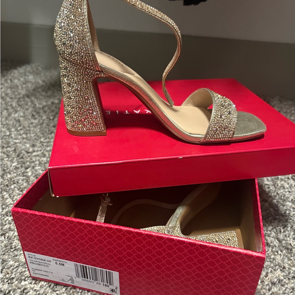 Kelly & Katie Gold Rhinestone Block Heel Sandals
